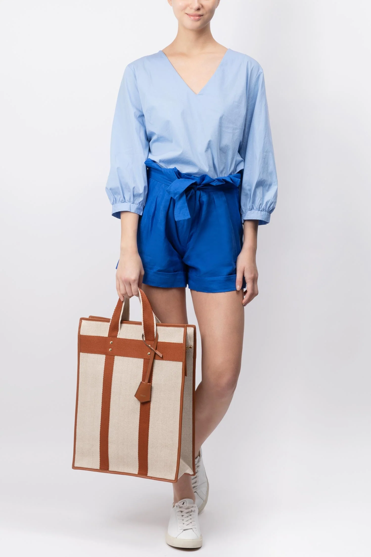 V-neck Cotton Blend Blouse - Image 5