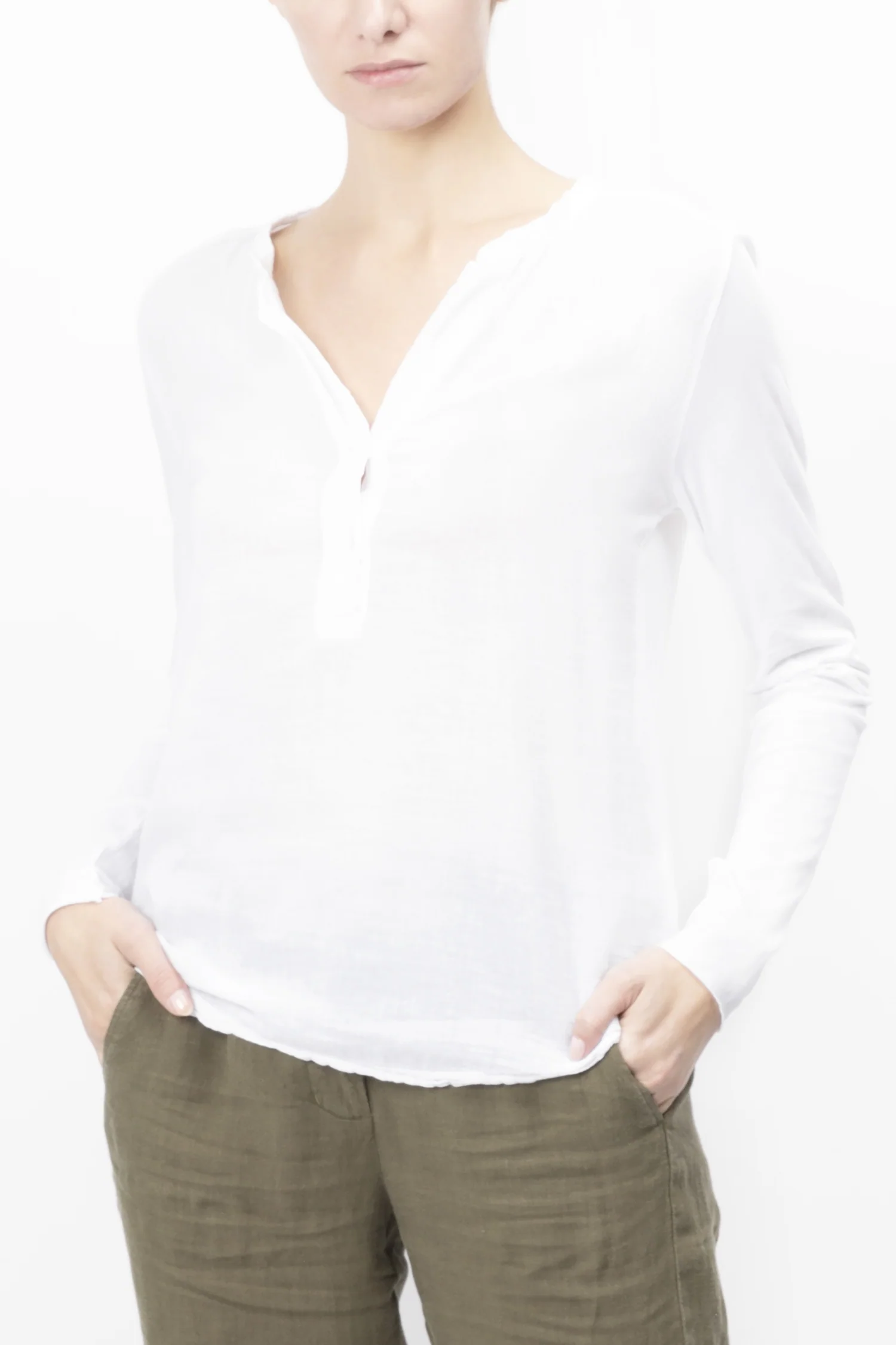 V-neck Cotton Blouse - Image 2